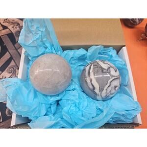 Ocean Jasper Spheres 60mm+ Set Of 2 Random Selection W/stands